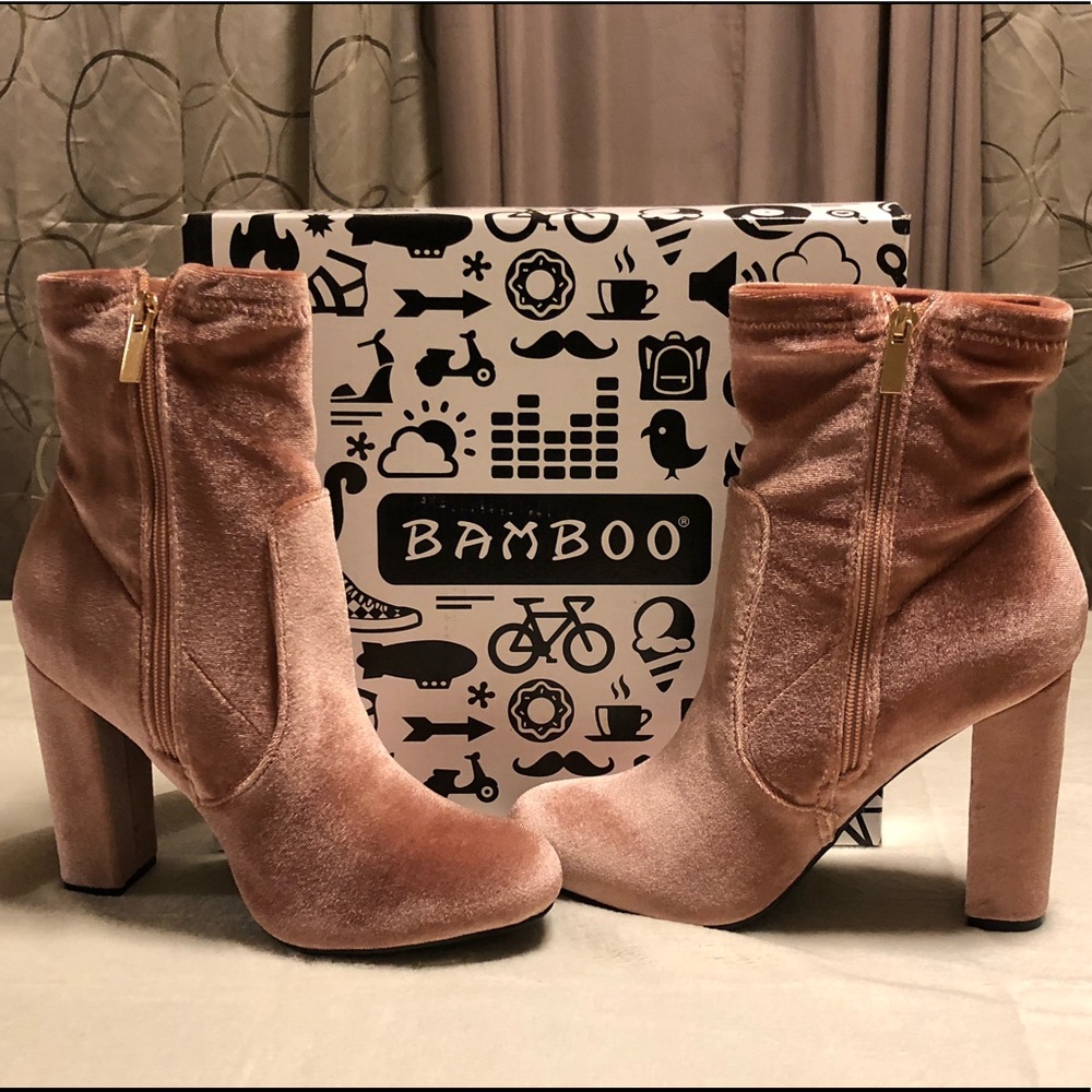 Mauve Velvet Booties